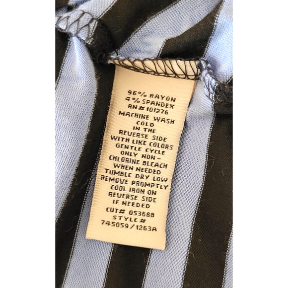 ECI NY Retro Striped Asymmetrical Hem Dress XL Stretch Blue Black 80s 90s Y2K - Picture 9 of 10